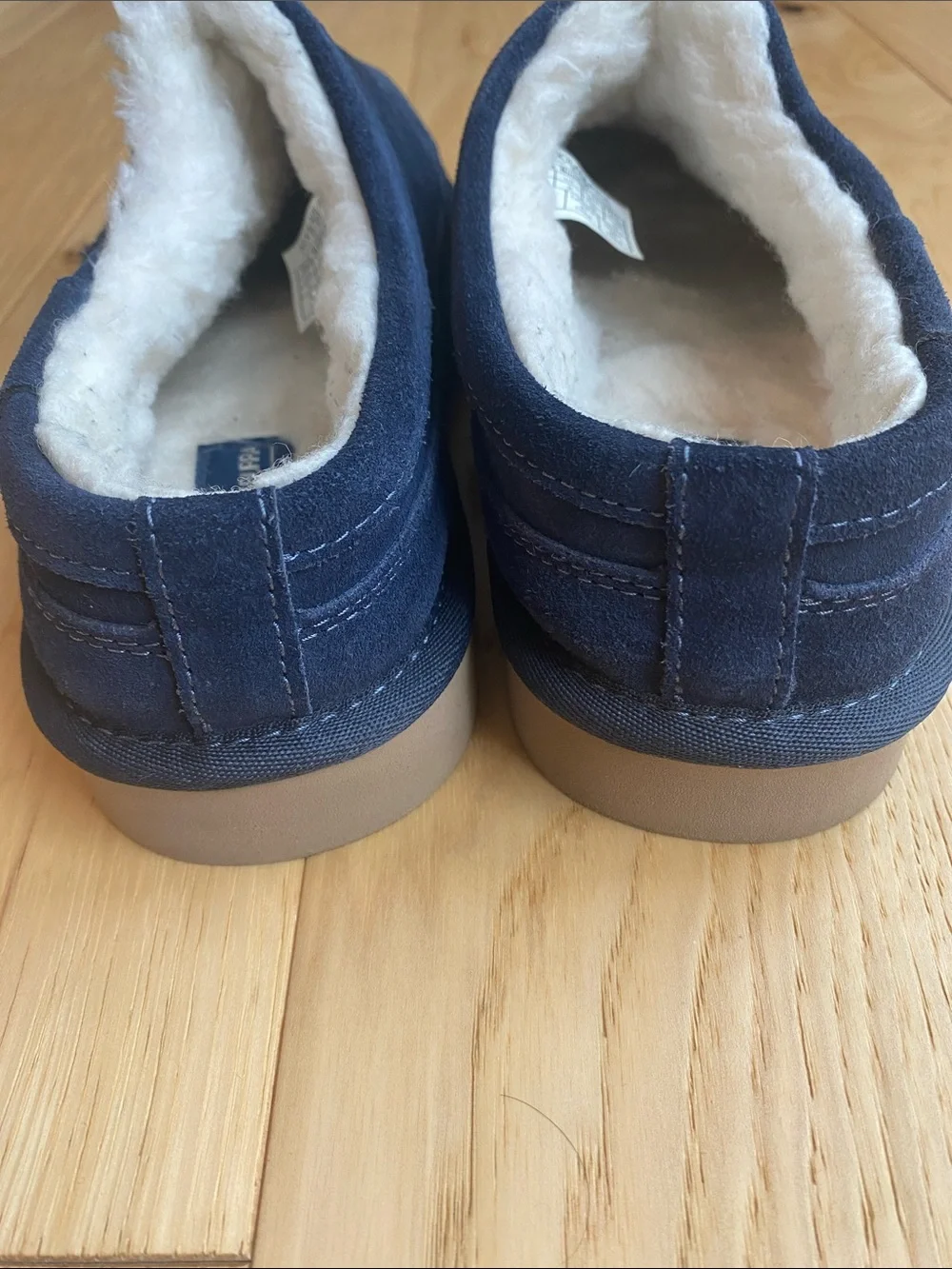 Koolaburra Navy Suede Slip-On Loafers with Cream Lining